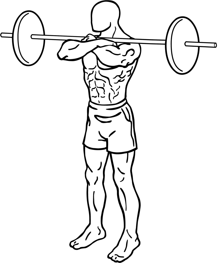 Diagram showing the barbell front squat posture